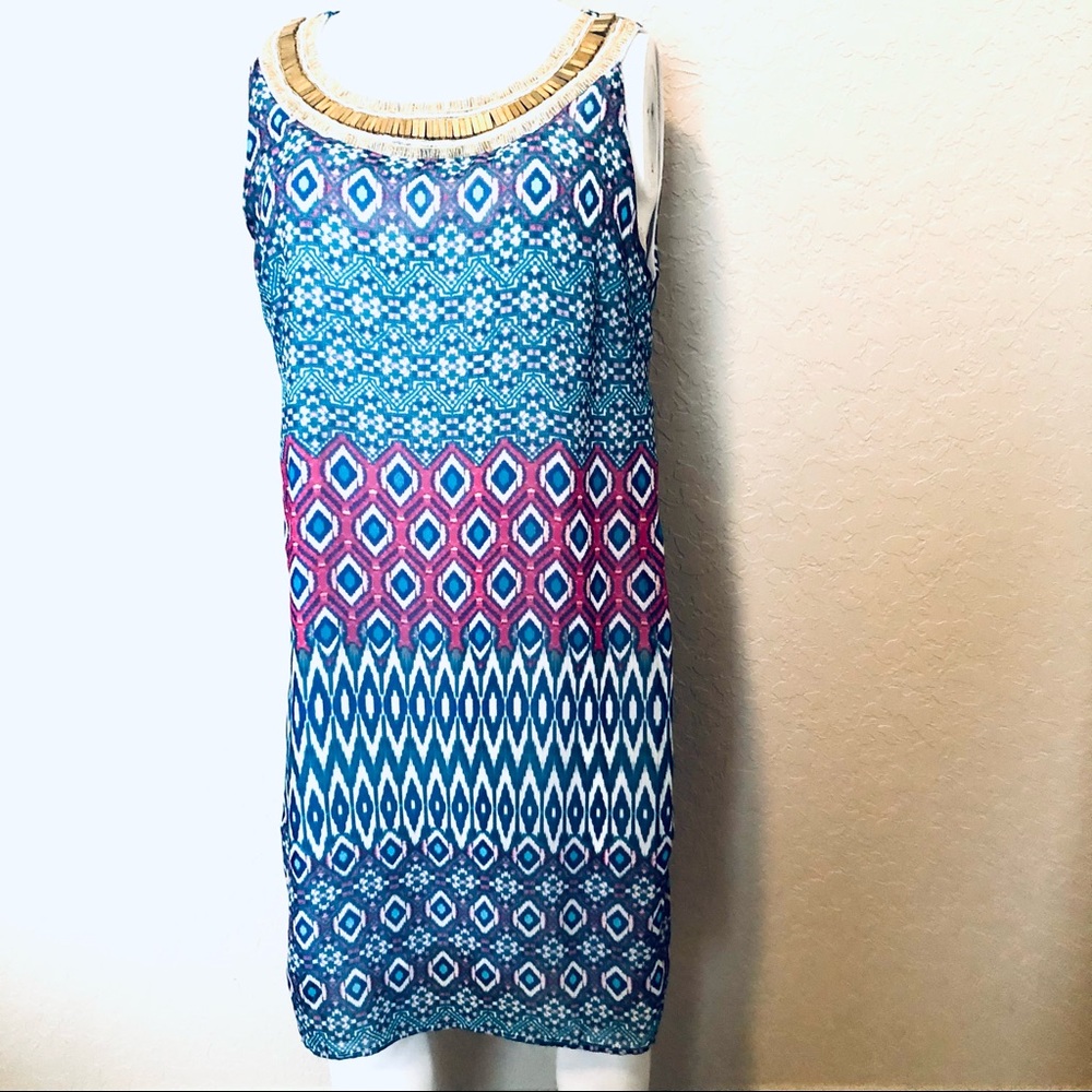 5/$25 10/$40 Whisper sheer ikat dress